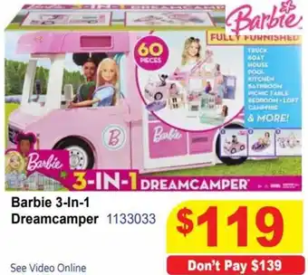 Mr Toys Barbie 3-in-1 Dreamcamper offer
