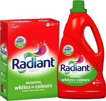 Coles Radiant Laundry Powder 2kg or Liquid 1.8 Litre-2 Litre offer