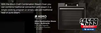 The Good Guys ASKO -60cm Combination Steam Oven - Anthracite - OCS8687A offer