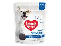 Woolworths Love’em Liver Dog Treats 90g or Love’em Straps Dog Treats 150-200g offer