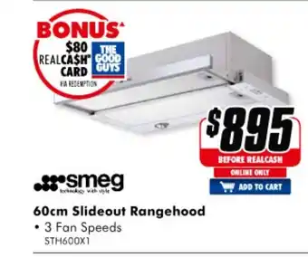 The Good Guys Smeg - 60cm Slideout Rangehood - STH600X1 offer