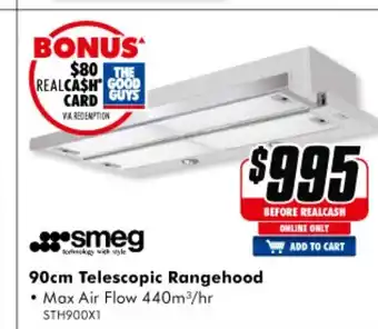 Smeg - 90cm Telescopic Rangehood - STH900X1