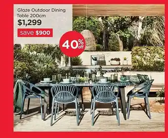 Glaze outdoor dining table 200 cm