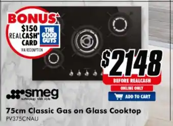 The Good Guys Smeg - Classic Gas on Glass Cooktop - PV375CNAU offer