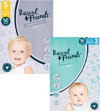 Coles Rascal + Friends Jumbo Nappies 64 Pack-90 Pack or Nappy Pants 50 Pack-56 Pack offer