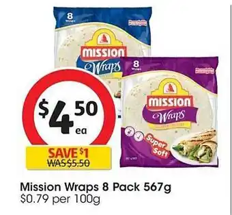 Coles Mission wraps 8 pack offer
