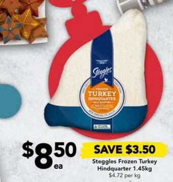 Drakes Steggles frozen turkey hindquarter 1.45kg offer