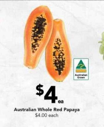 Drakes Australian whole red papaya offer