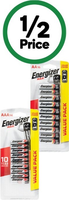 Woolworths Energizer max aa or aaa pk 14/16 offer
