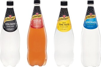 Woolworths Schweppes soft drinks, mineral water or mixer varieties 1.1 litre offer