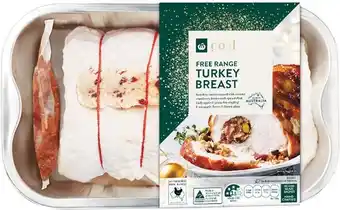 Woolworths Woolworths gold free range turkey breast roast with spiced apple & pistachio stuffing and berry & honey glaze – from the meat offer