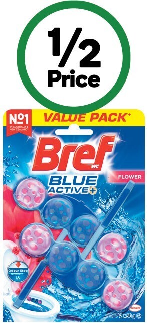 Woolworths Bref active or deluxe toilet cleaner block 2 x 50g offer