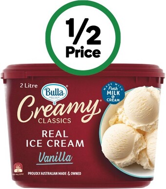 Woolworths Bulla creamy classics 2 litre – from the freezer offer