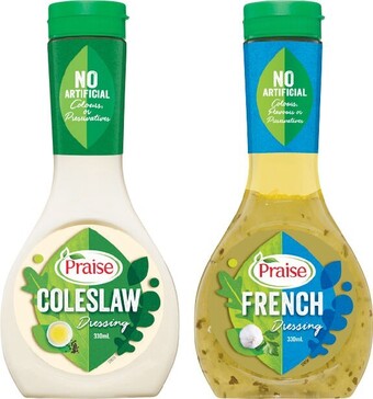 Woolworths Praise dressing 330ml offer