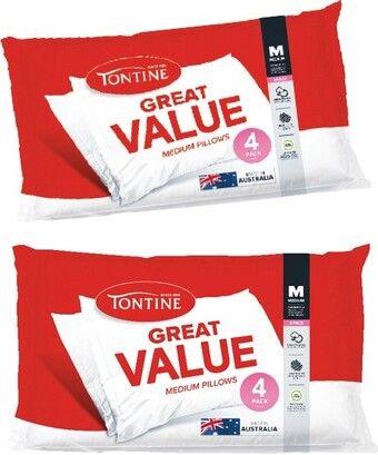 Spotlight Tontine great value standard pillow 4 pack offer