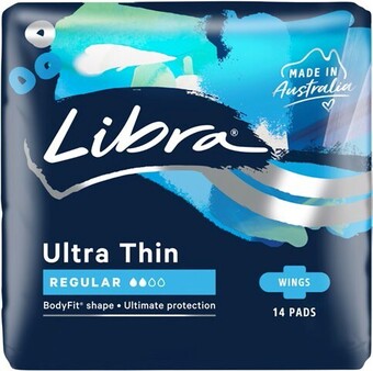BIG W Libra 14-pack ultra thin regular pads offer