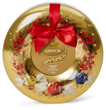 BIG W Lindt lindor assorted wreath tin 184g offer