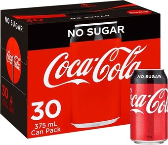 Coca-cola no sugar cans 375ml 30 pack*