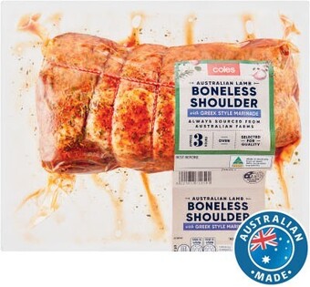 Coles Coles australian lamb boneless shoulder roast with greek style marinade offer