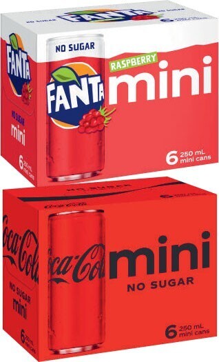Coles Coca-cola, fanta, sprite or deep spring soft drink 6x250ml offer