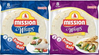 Coles Mission wraps 8 pack 567g offer