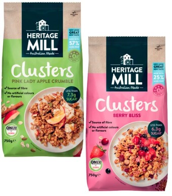 Coles Heritage mill muesli or clusters 750g offer