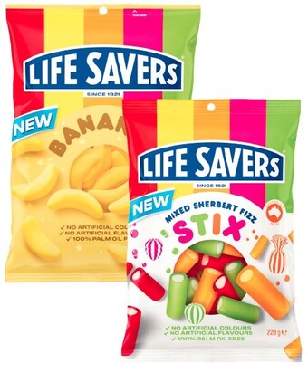 Coles Lifesavers candy bag 160g-220g offer