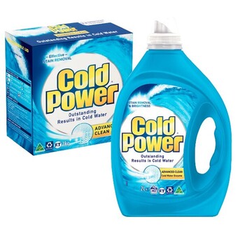 Coles Cold power laundry liquid 1.8 litre-2 litre or powder 2kg offer