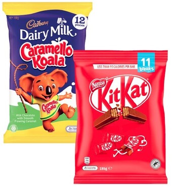 Coles Cadbury sharepack 144g-180g or nestlé fun pack 140g-185g offer