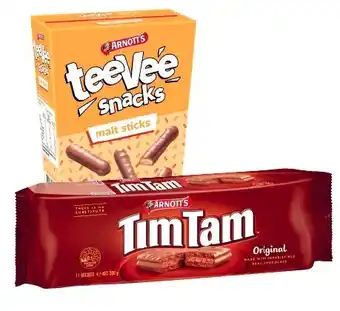 Coles Arnott's tim tam or chocolate teevee biscuits 165g-200g offer