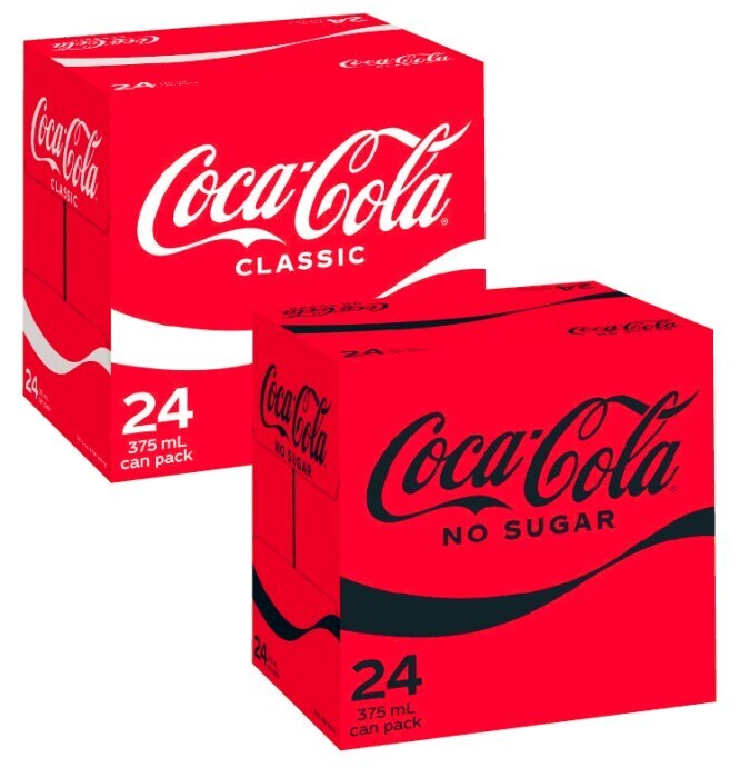 Cocacola soft drink 24x375ml offer at Coles