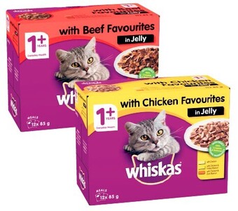 Coles Whiskas favourites cat food 12x85g offer