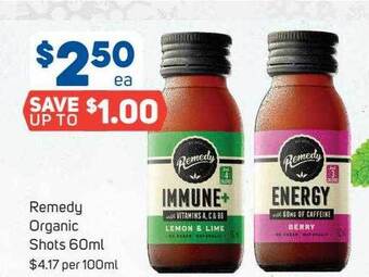 Foodland Remedy organic shots 60ml offer