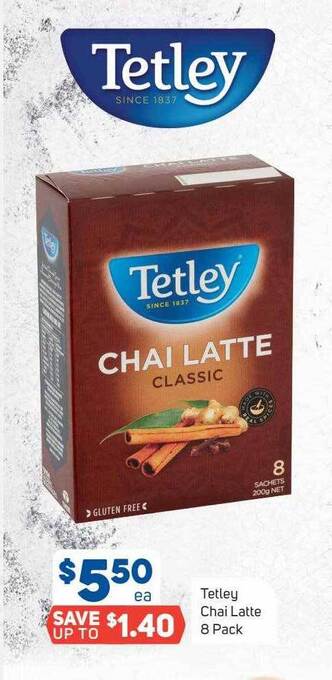 Foodland Tetley chai latte 8 pack offer