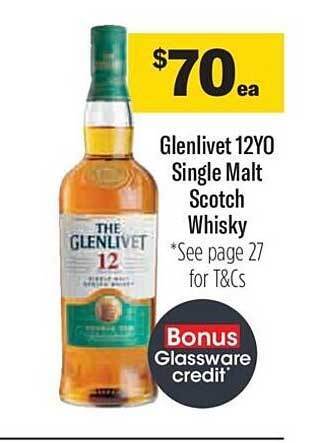 Liquorland Glenlivet 12yo single malt scotch whisky offer