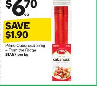 Woolworths Primo cabanossi offer