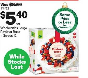 Woolworths Woolworths large pavlova base offer