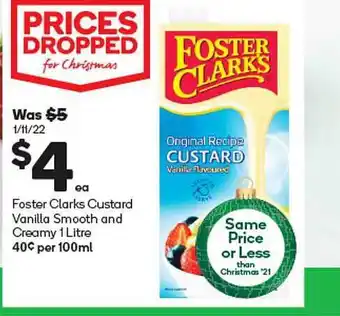 Woolworths Foster clarks custard vanilla smooth and creamy offer