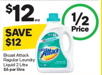 Woolworths Biozet Attack Regular Laundry Liquid 2 Litre offer