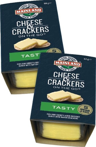 IGA Mainland on the go cheese & crackers 50g selected varieties offer