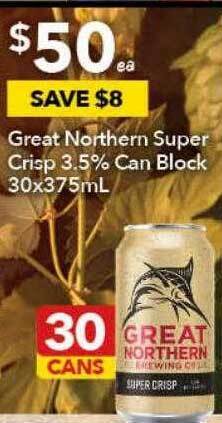 Ritchies Great northern super crisp 3.5% can block 30x375ml offer