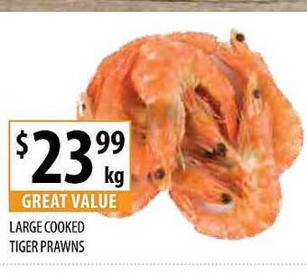 Supabarn Large cooked tiger prawns offer