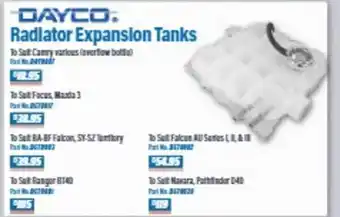 Dayco radiator expansion tanks