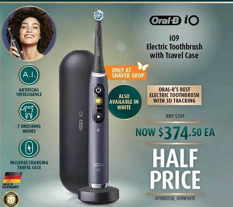 Oralb io io9 electric toothbrush with travel case offer at Shaver Shop
