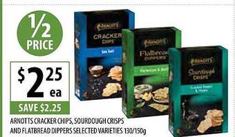 Arnotts cracker chips, sourdough crisps and flatbread dippers