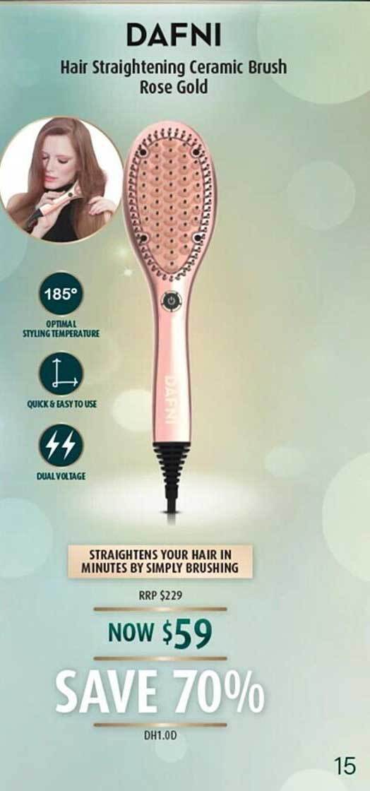 Dafni hair straightening ceramic brush rose gold offer at Shaver Shop Dafni hair straightening ceramic brush rose gold offer at Shaver Shop