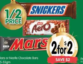 Spar Mars or nestle chocolate bars offer