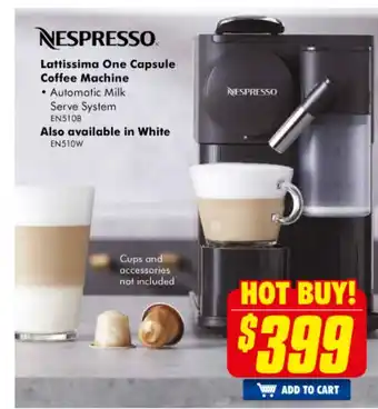 The Good Guys Nespresso - Lattissima One Capsule Coffee Machine - EN510B offer