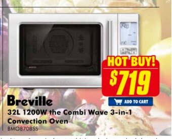 The Good Guys Breville - 32L 1200W the Combi Wave 3-in-1 Convection Oven - BMO870BSS offer