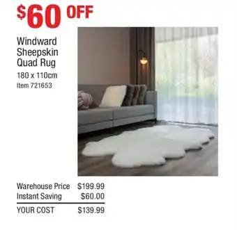 Windward Sheepskin Quad Rug 180x110cm